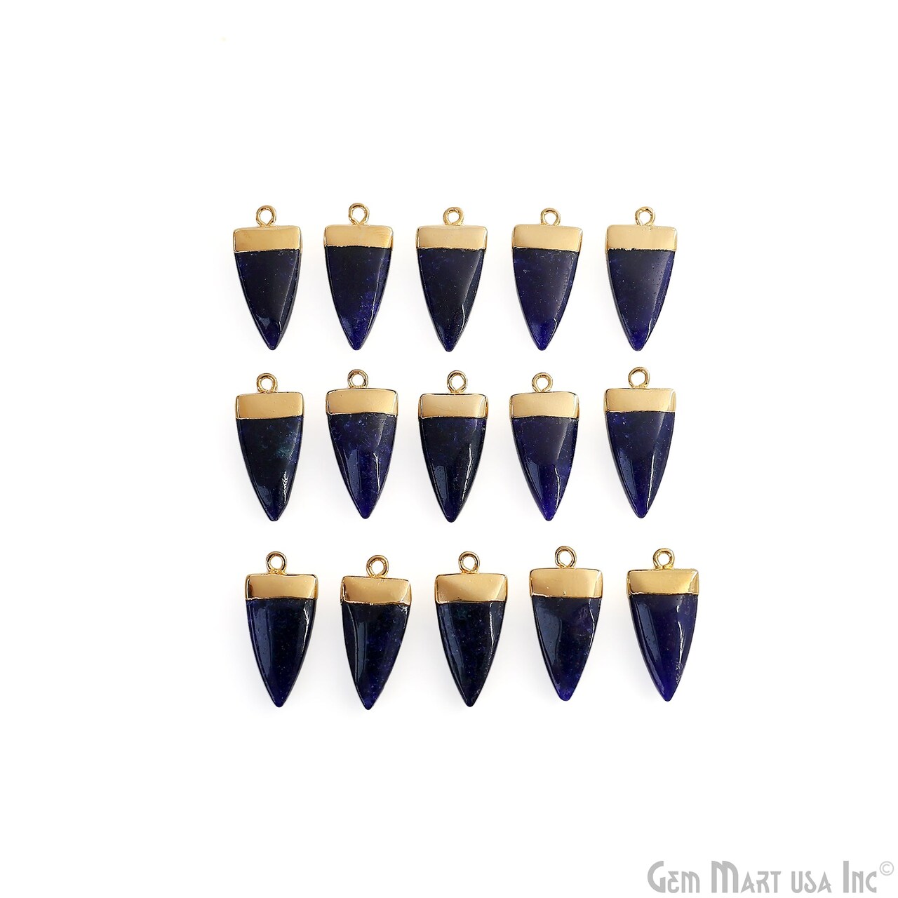 Triangle Gemstone Pendant Connector, 24X10mm, Gold Electroplated Cap, Spear Necklace, DIY Jewelry Making, Bracelet Charm, GemMartUSA (50793)